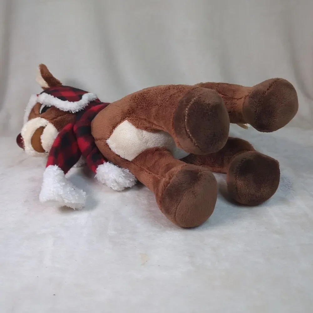 Rudolph The Red Nose Reindeer 14 in. Plaid Hunter Hat/Scarf Plush DanDee